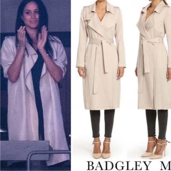 NWT Badgley Mischka Belle belted trench coat Fog - Picture 3 of 9